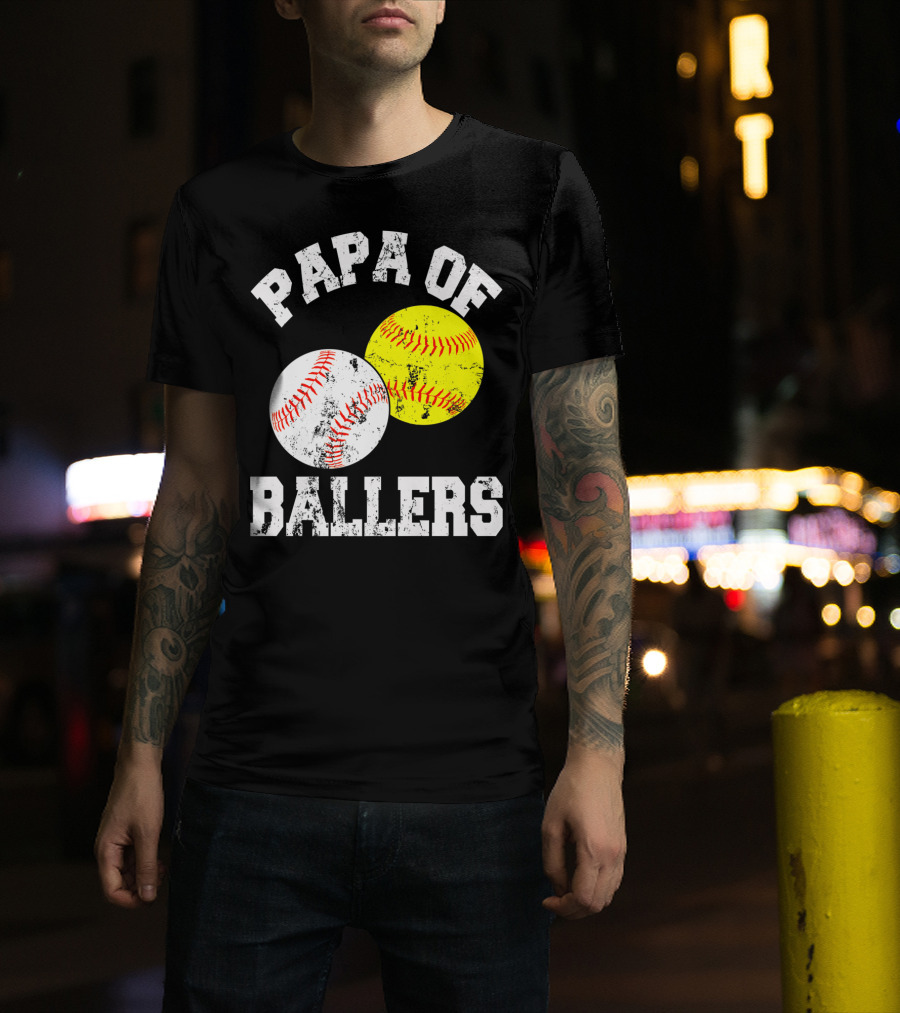 Papa Of Ballers Baseball Softball T-Shirt