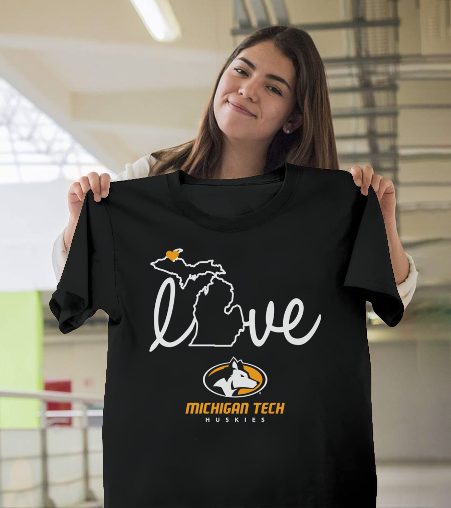 Love Michigan Tech Huskies State Map Iconic T-Shirt