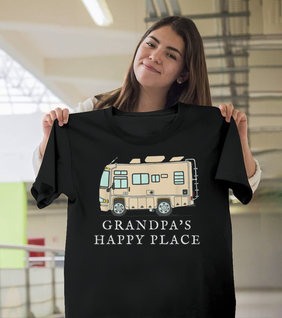 RV Grandpa's Happy Place Motorhome Adventure T-Shirt