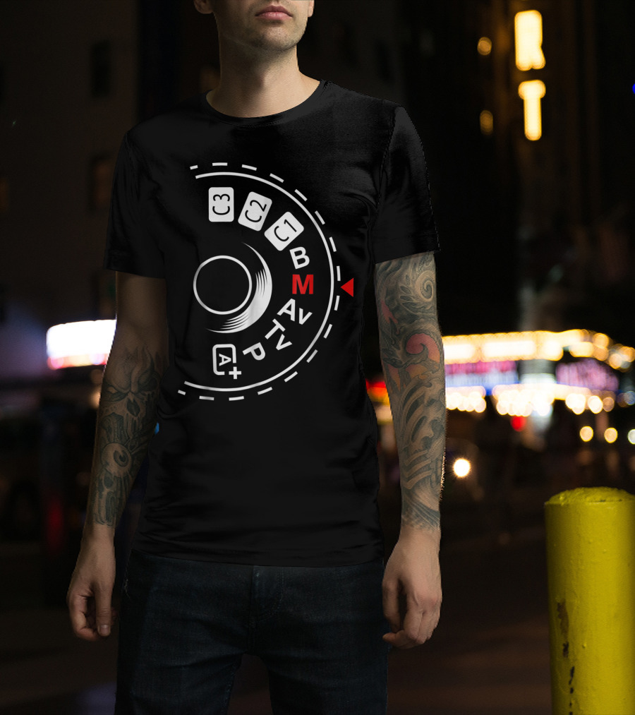 Photography Mode Dial B A M Av Tv P Iconography For Manual Shoot Enthusiasts T-Shirt