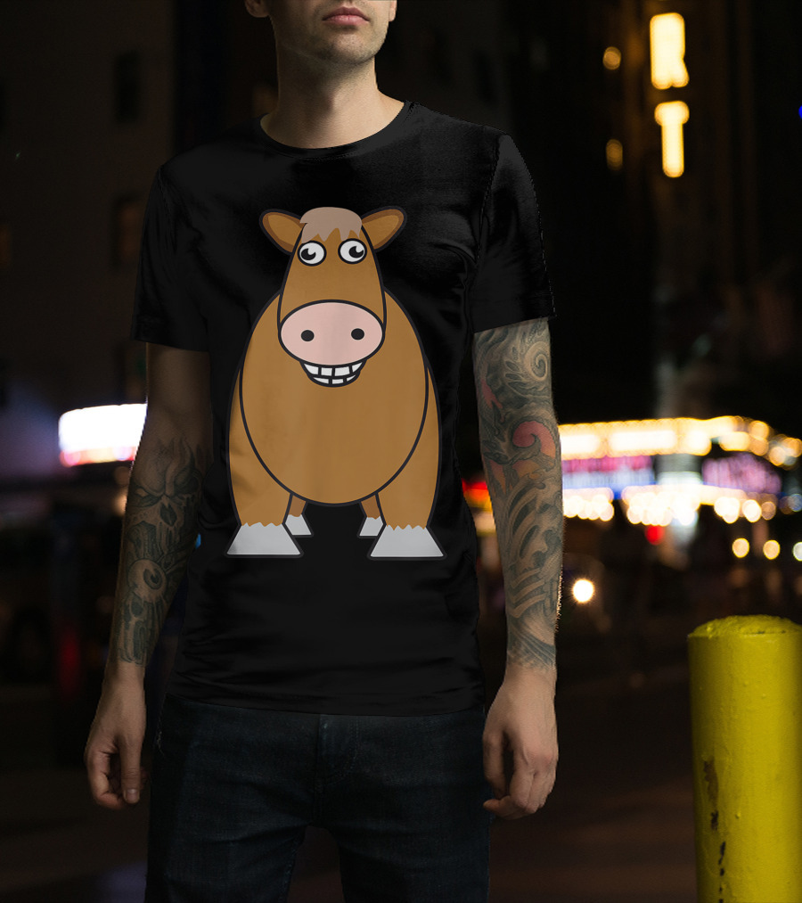Goofy Cartoon Horse With Big Eyes And Smile T-Shirt
