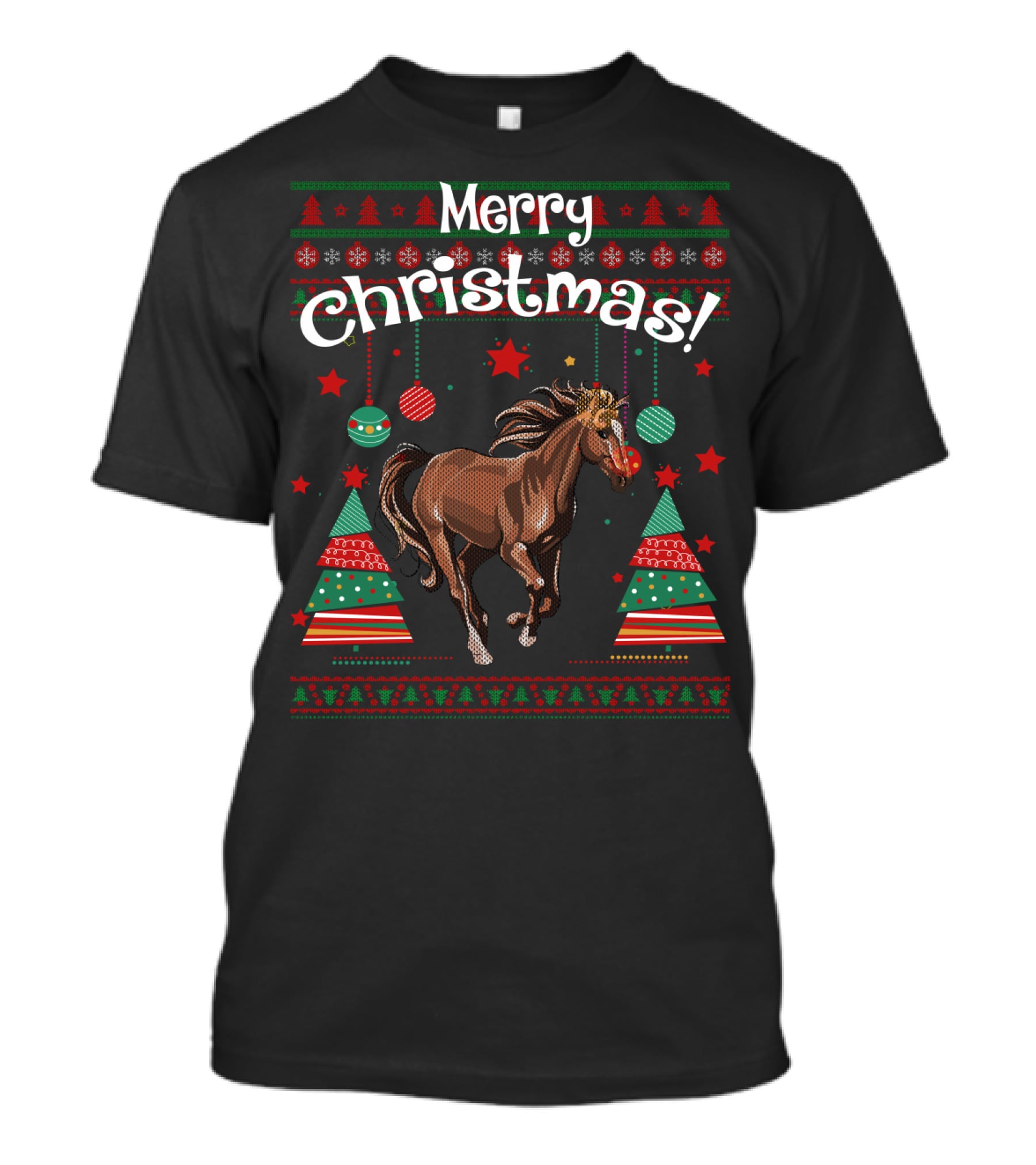 Merry Christmas Funny Horse Holiday Festive Ornaments T-Shirt
