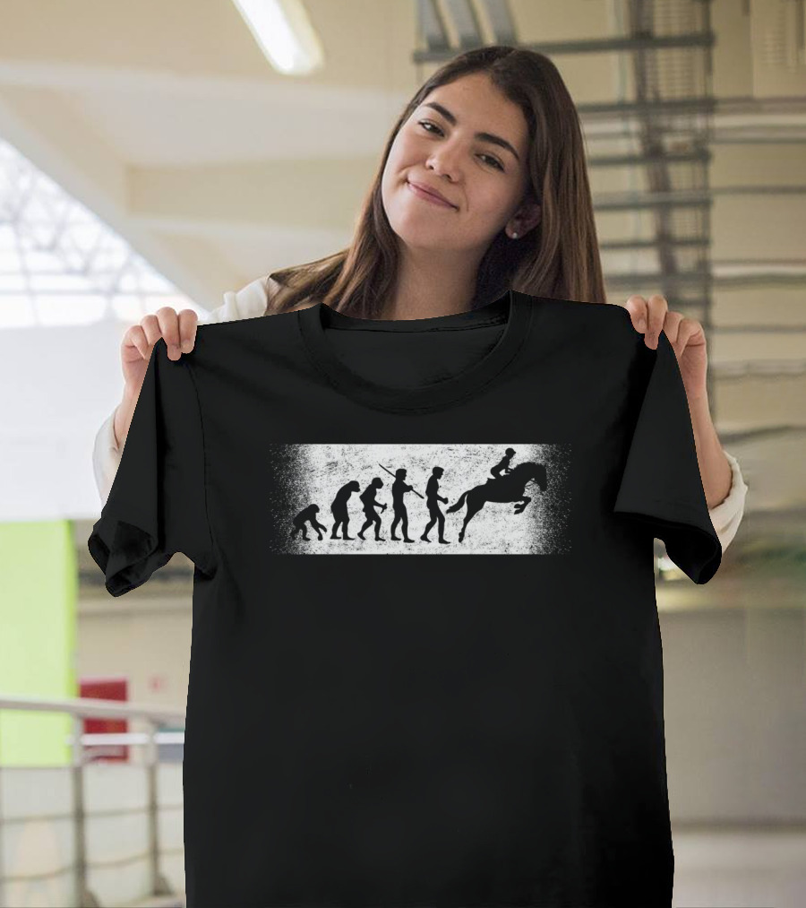 Funny Horse Riding Evolution Ofman Silhouette Progression T-Shirt