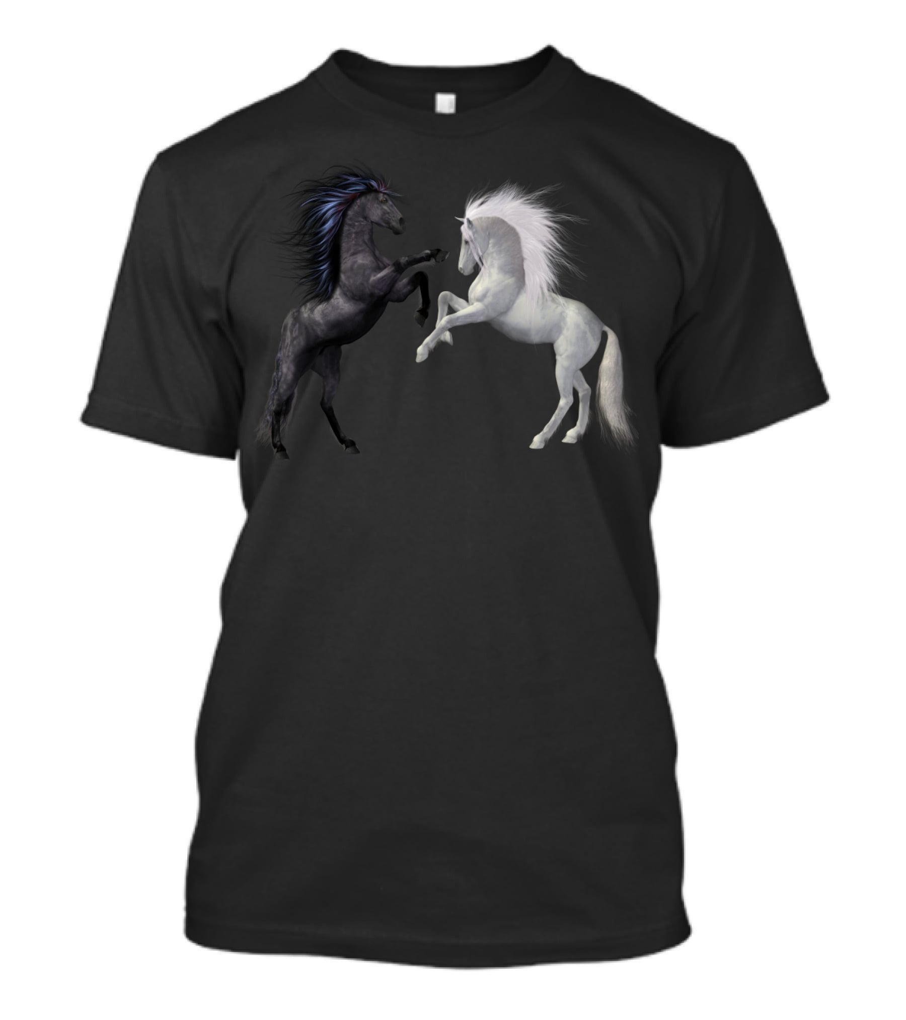 Girl's Horse Play Horseback Riding Esquireian Black Stallion White Mare T-Shirt