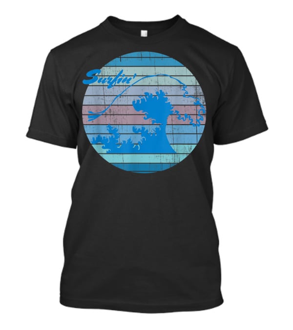 Surfin' Classic Surfing Waves Ocean Stripes T-Shirt