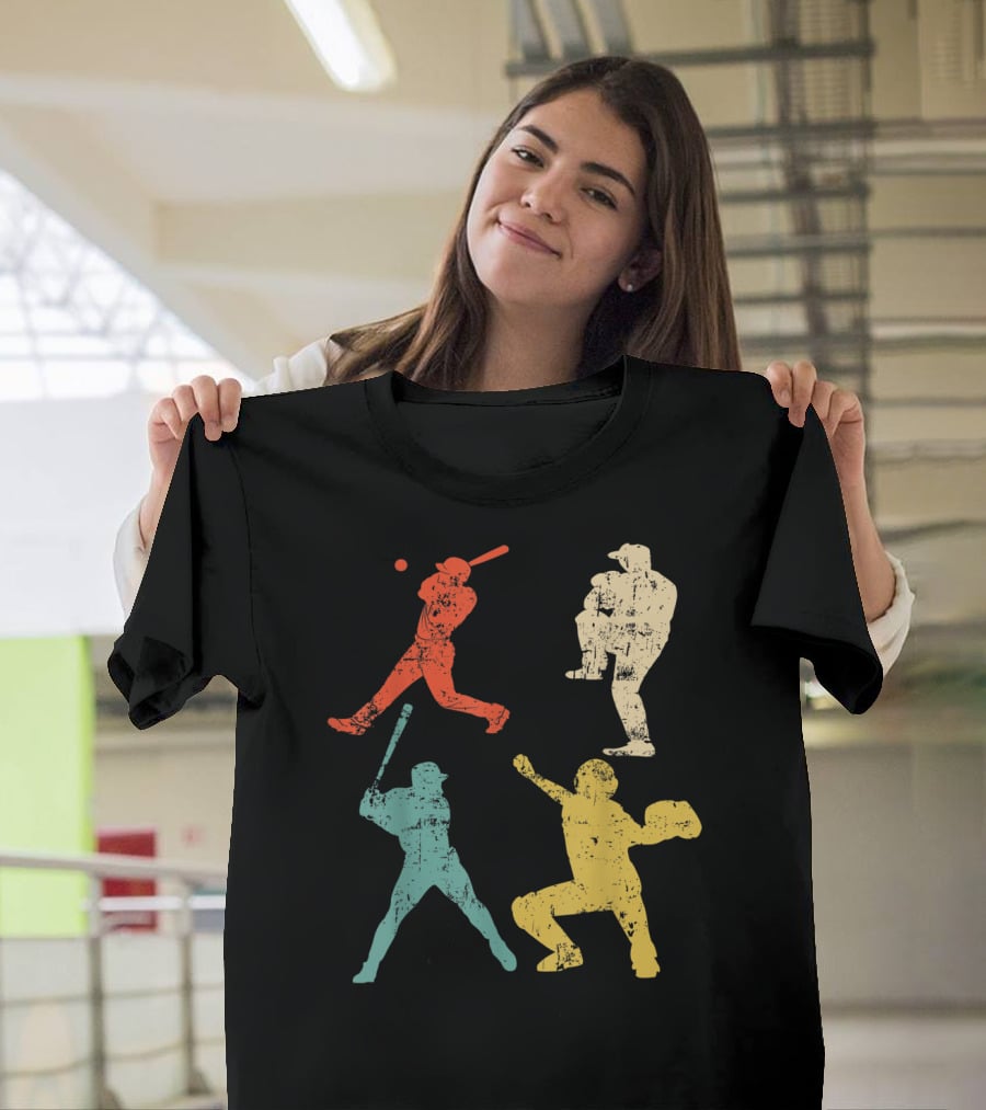 Retro 70s 80s Softball Player T-Shirt