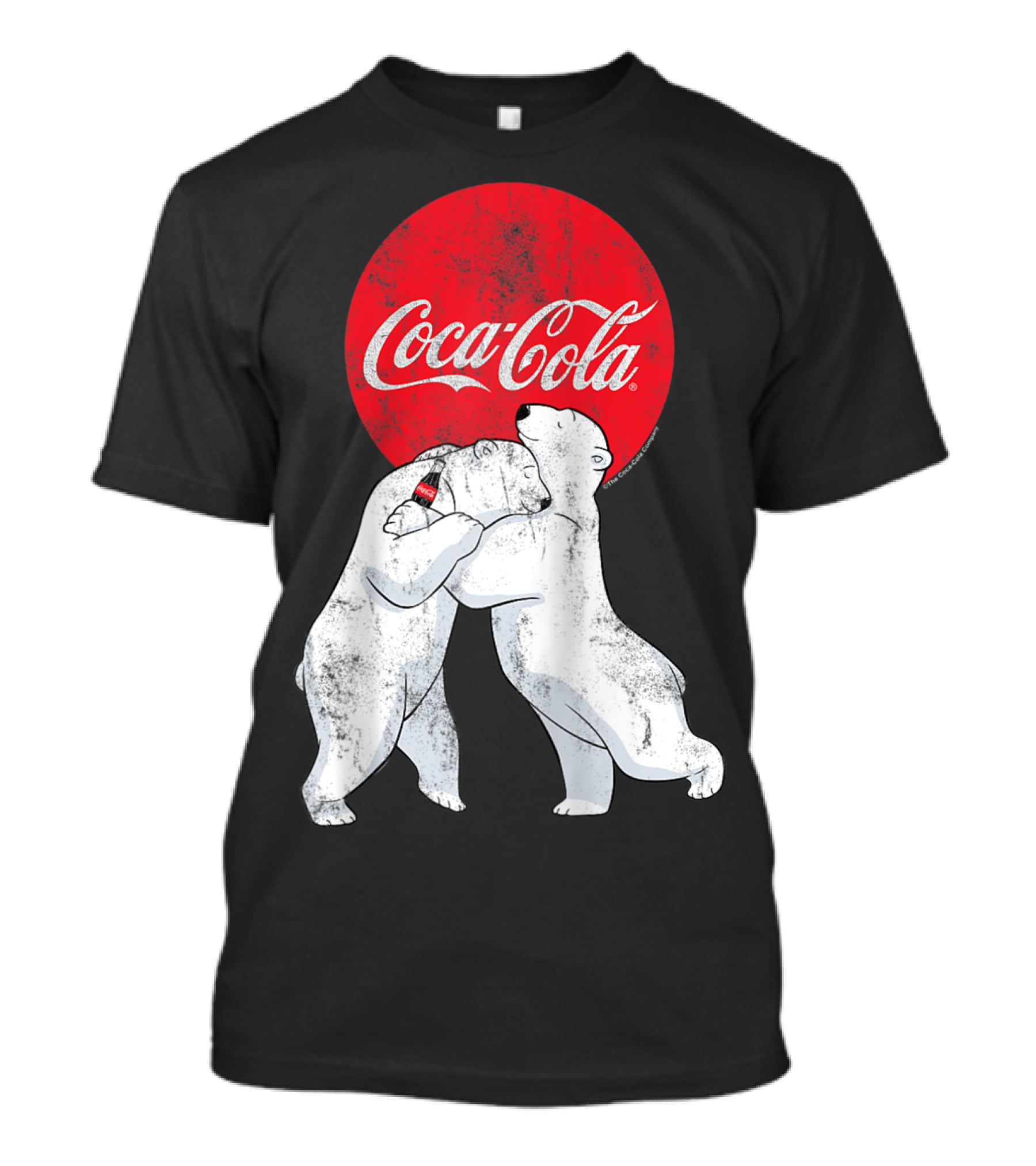 Coca-Cola Christmas Polar Bears Hugging With Red Circle Classic BL T-Shirt