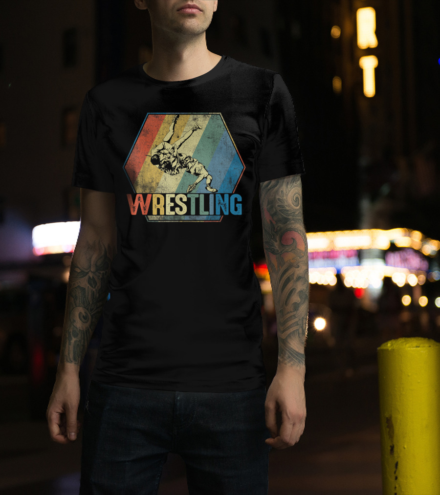 Retro Style Wrestling Throwdown Classic Sports Action T-Shirt