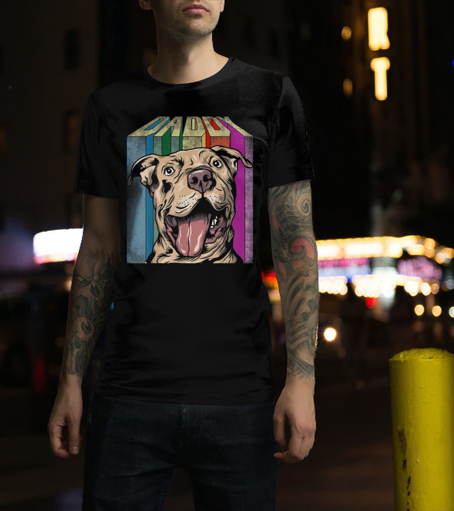 Daddy Colorful Pitbull Dog T-Shirt
