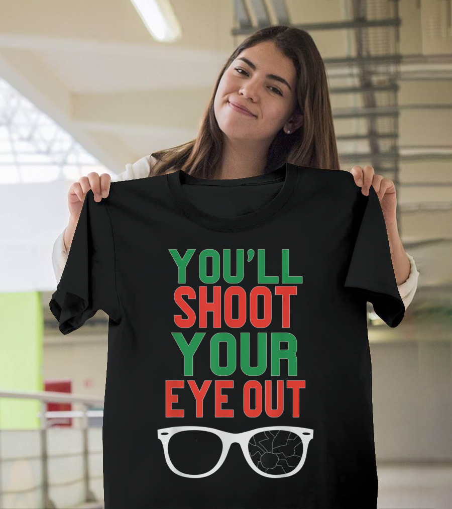 You'll Shoot Your Eye Out Funny Classic Christmas Glasses Cracked Lens T-Shirt