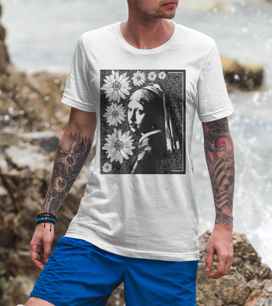 Girl With A Pearl Earring Floral T-Shirt