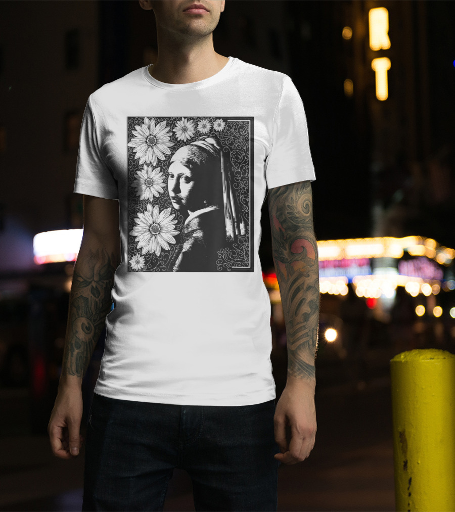 Girl With A Pearl Earring Floral T-Shirt