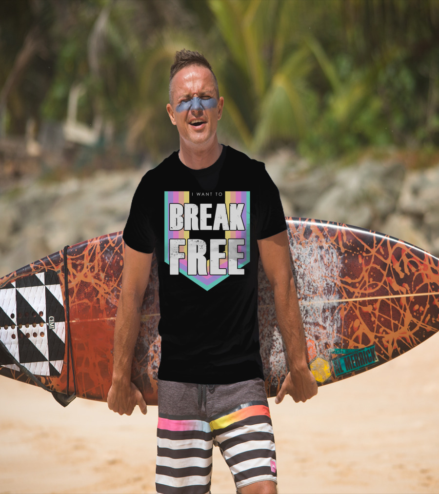 I Want To Break Free Classic Rock Music Retro Style Rainbow Stripes T-Shirt