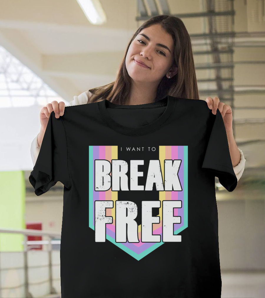 I Want To Break Free Classic Rock Music Retro Style Rainbow Stripes T-Shirt