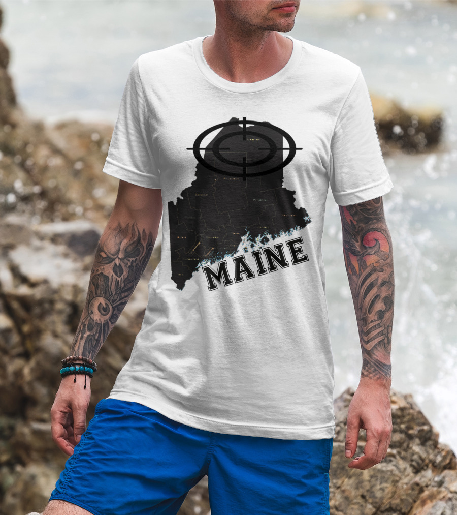 Maine Maps Classic Vintage Fun Target Overlay T-Shirt