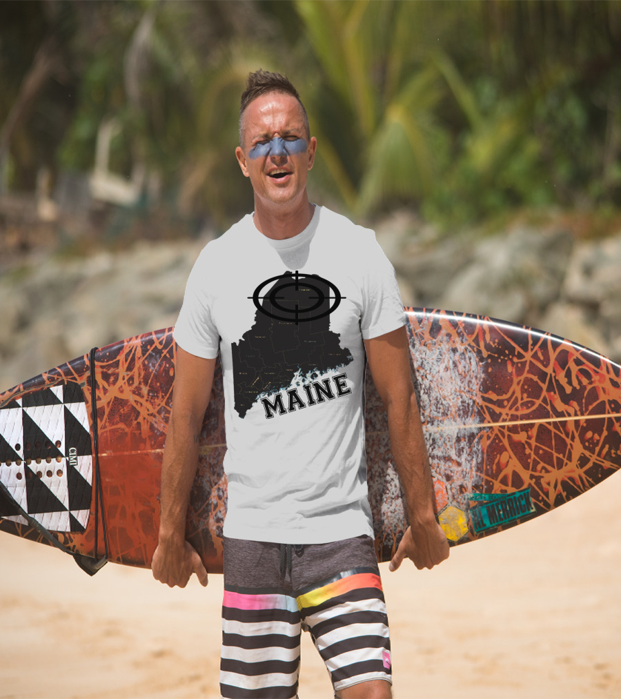 Maine Maps Classic Vintage Fun Target Overlay T-Shirt