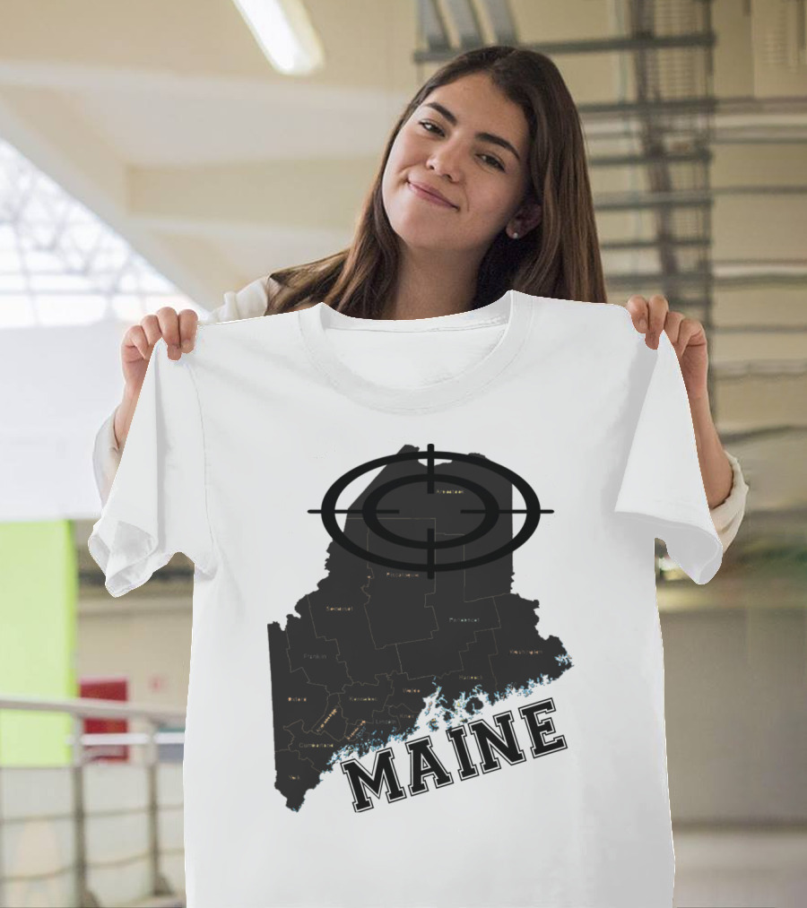 Maine Maps Classic Vintage Fun Target Overlay T-Shirt