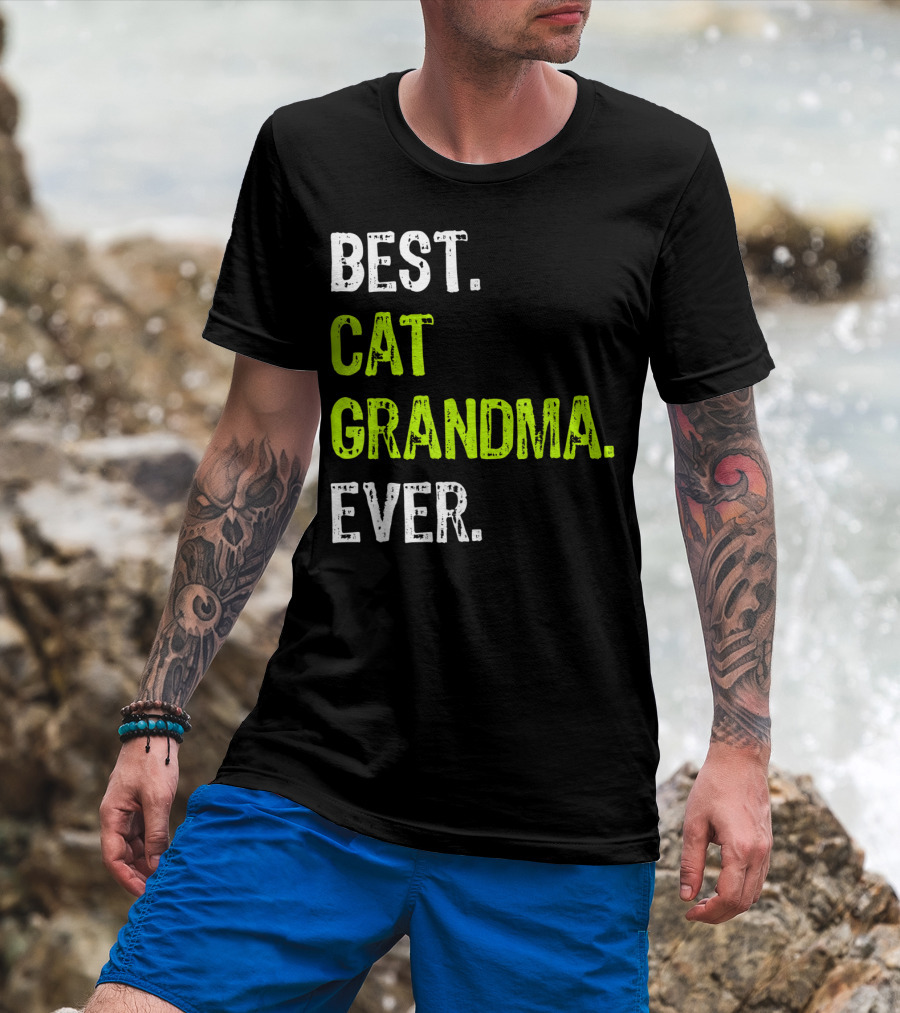 Best Cat Grandma Ever Retro Funny Grandmother T-Shirt