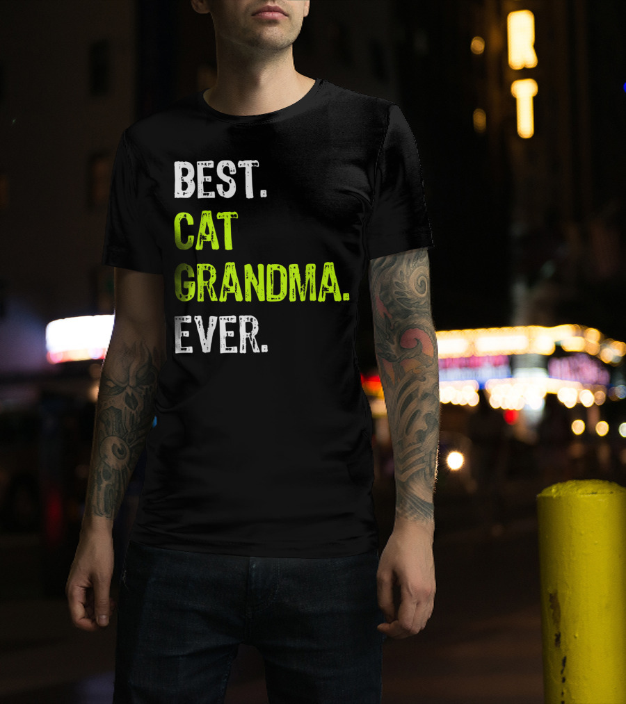 Best Cat Grandma Ever Retro Funny Grandmother T-Shirt