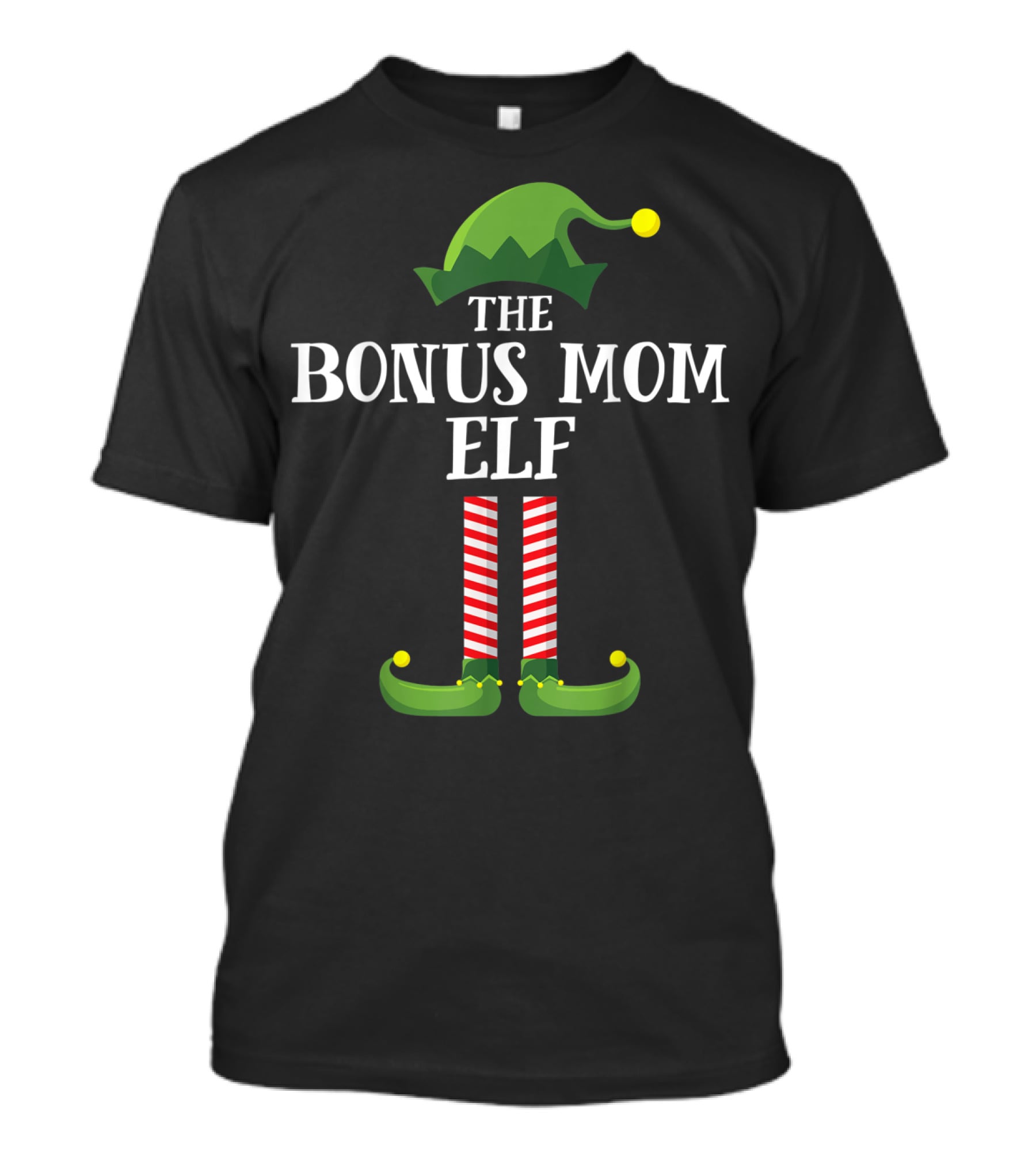 Festive Bonus Mom Elf Christmas Family Matching T-Shirt