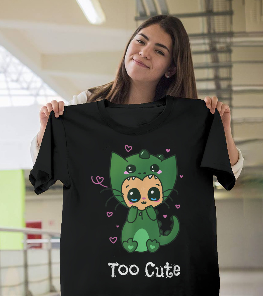 Too Cute Anime Chibi Kitten Dinosaur T-Shirt