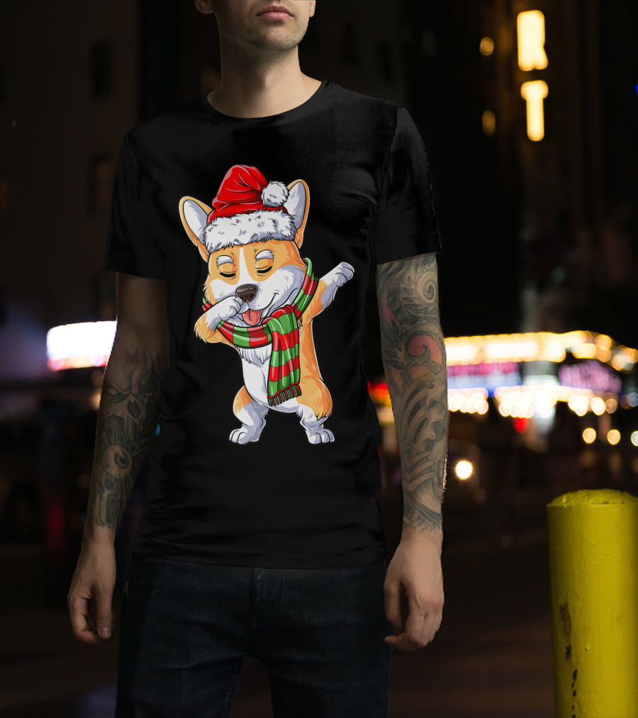 Corgi Santa Dabbing Christmas Girls Scarf T-Shirt