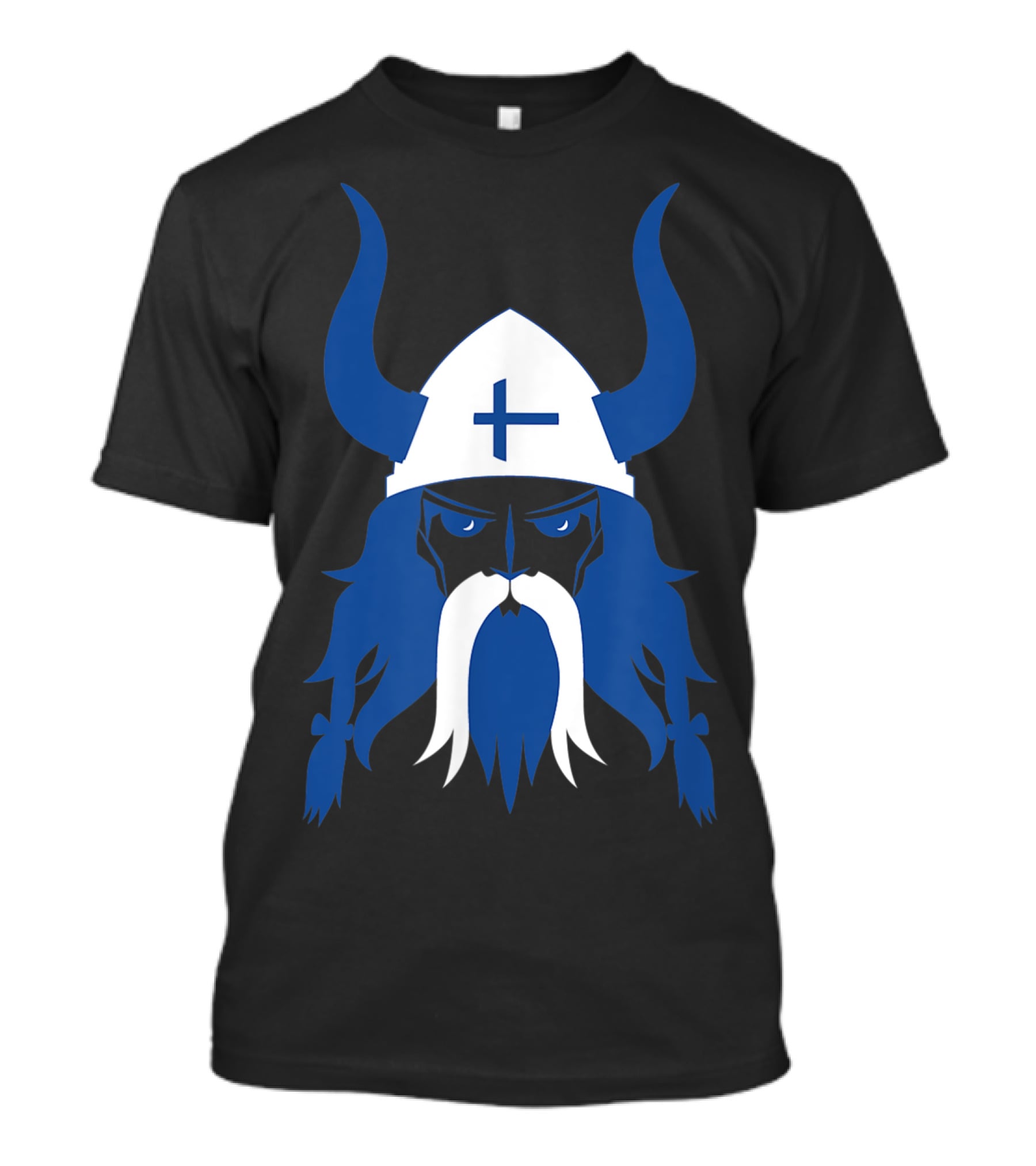 Finland Viking Nordic Scandinavian Warrior Blue Cross Helmet T-Shirt