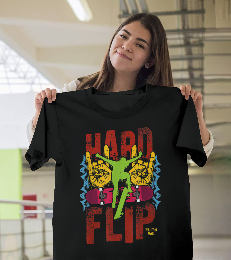 Flite Boi Skateboards Hard Flip Rock Hands Iconic Trick T-Shirt