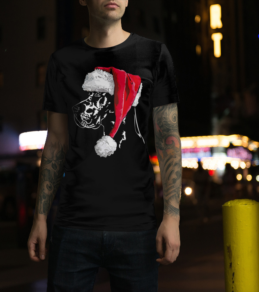 Great Dane Santa Hat Christmas Dog Humor T-Shirt