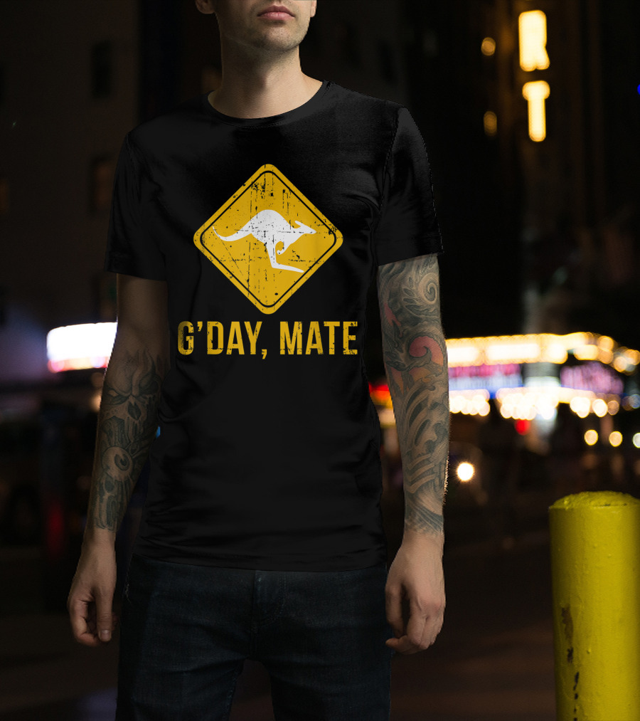G'day Mate Kangaroo Road Sign Australia Family T-Shirt
