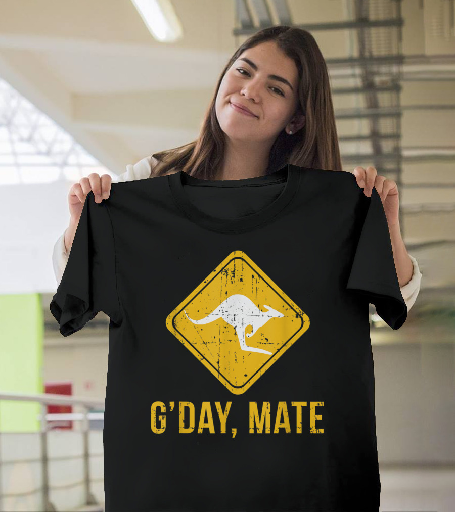 G'day Mate Kangaroo Road Sign Australia Family T-Shirt