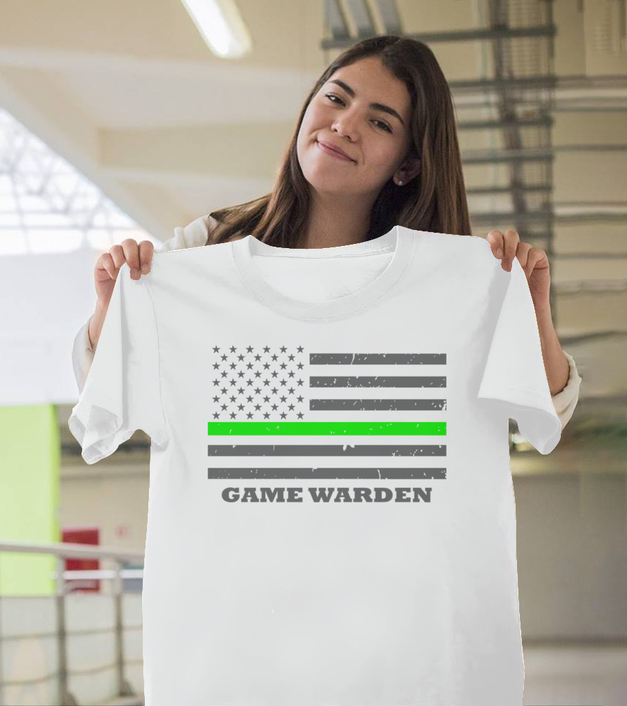Game Warden Thin Green Line Flag Supporter T-Shirt