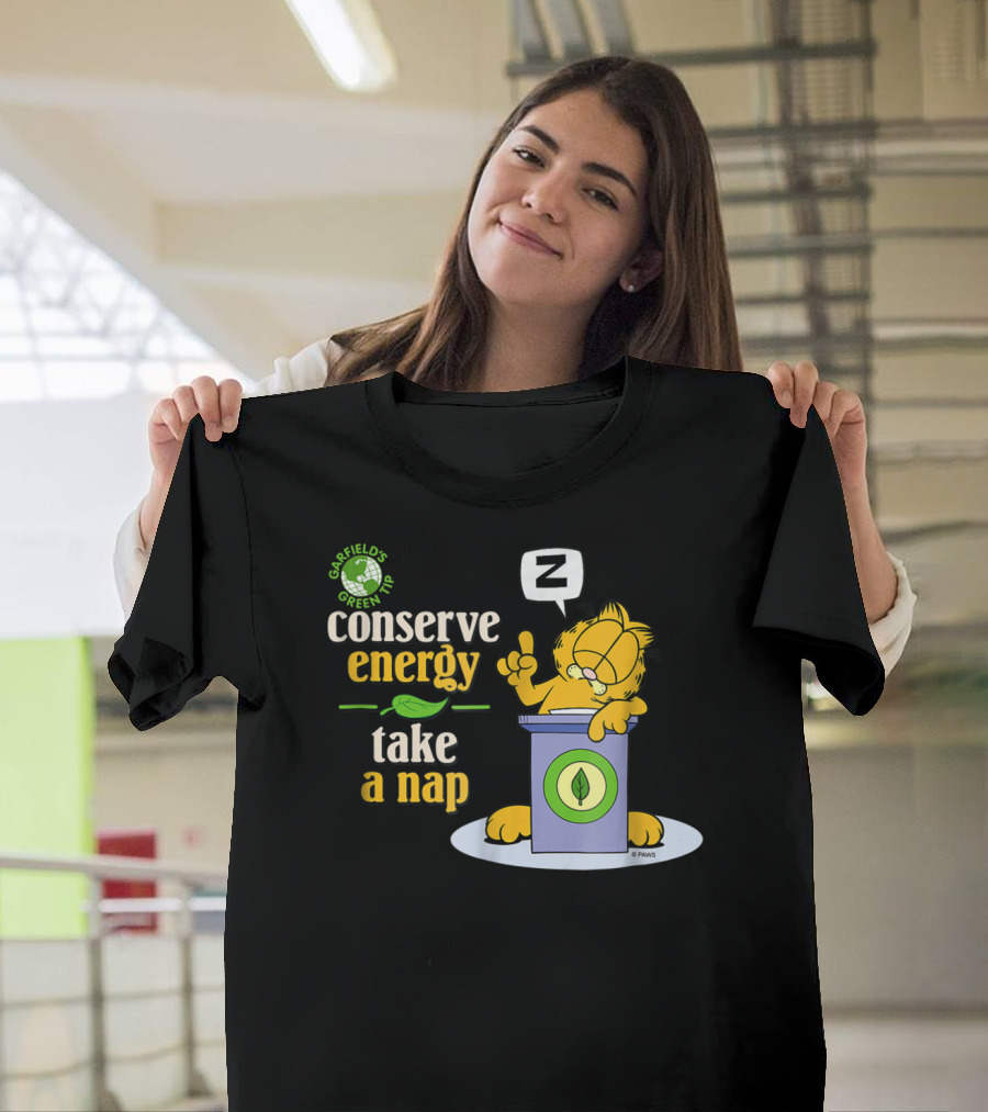 Garfield's Green Tip Conserve Energy Take a Nap T-Shirt