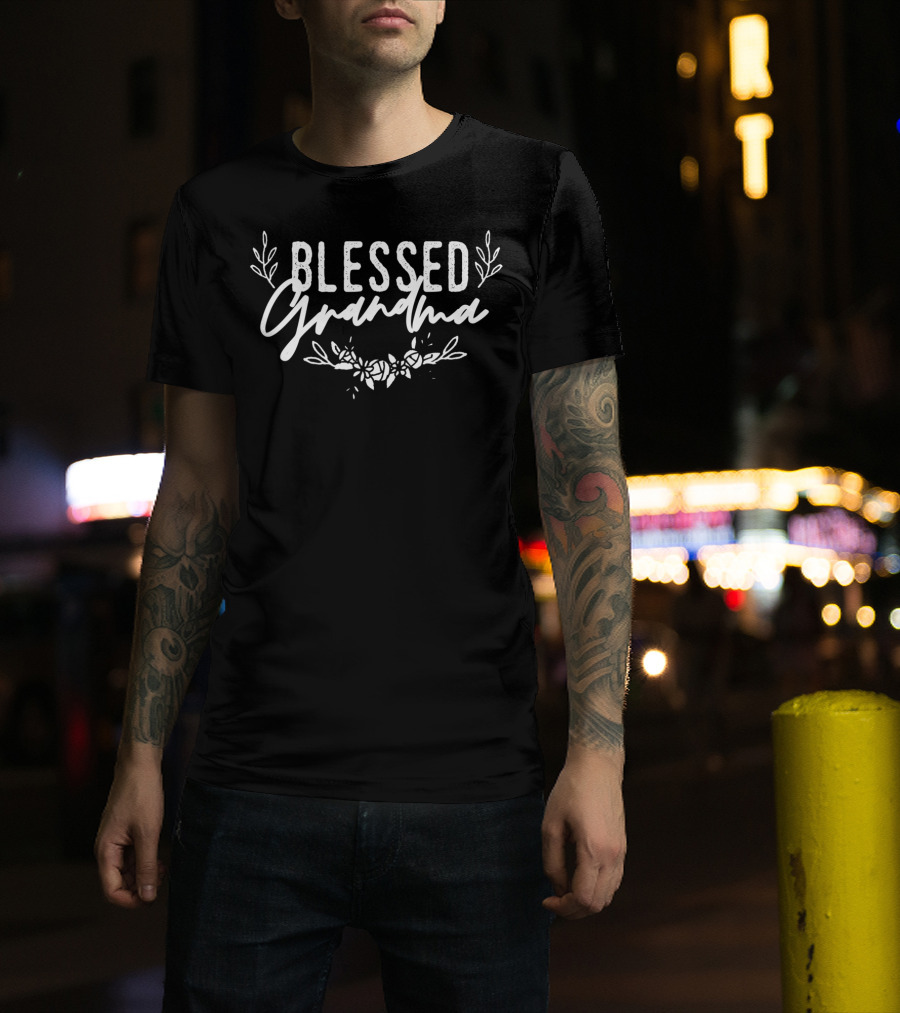 Blessed Grandma Floral Script T-Shirt
