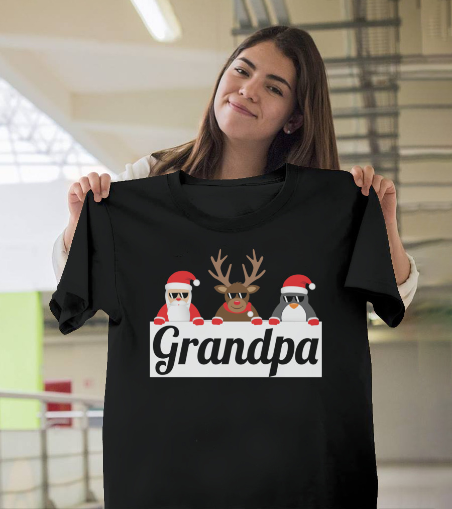 Grandpa Christmas Santa Reindeer Penguin Matching Family Holiday T-Shirt