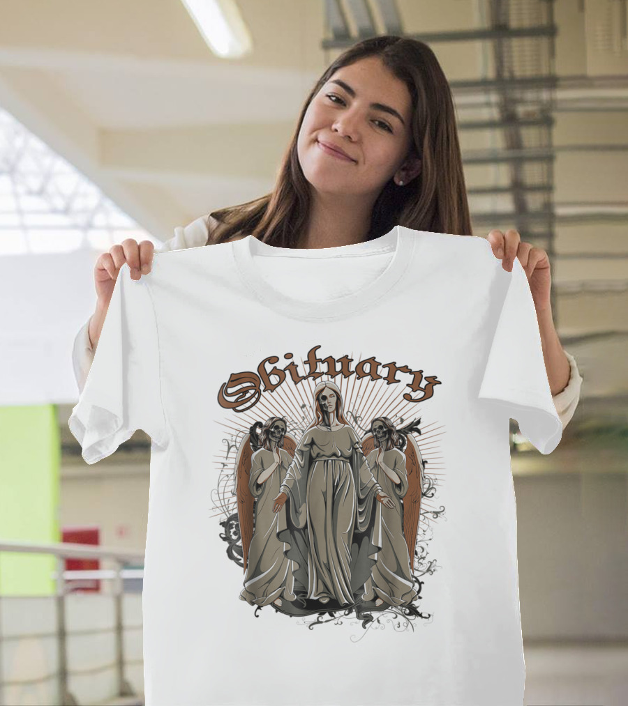 Obituary Halloween Angel Trio With Radiant Wings T-Shirt