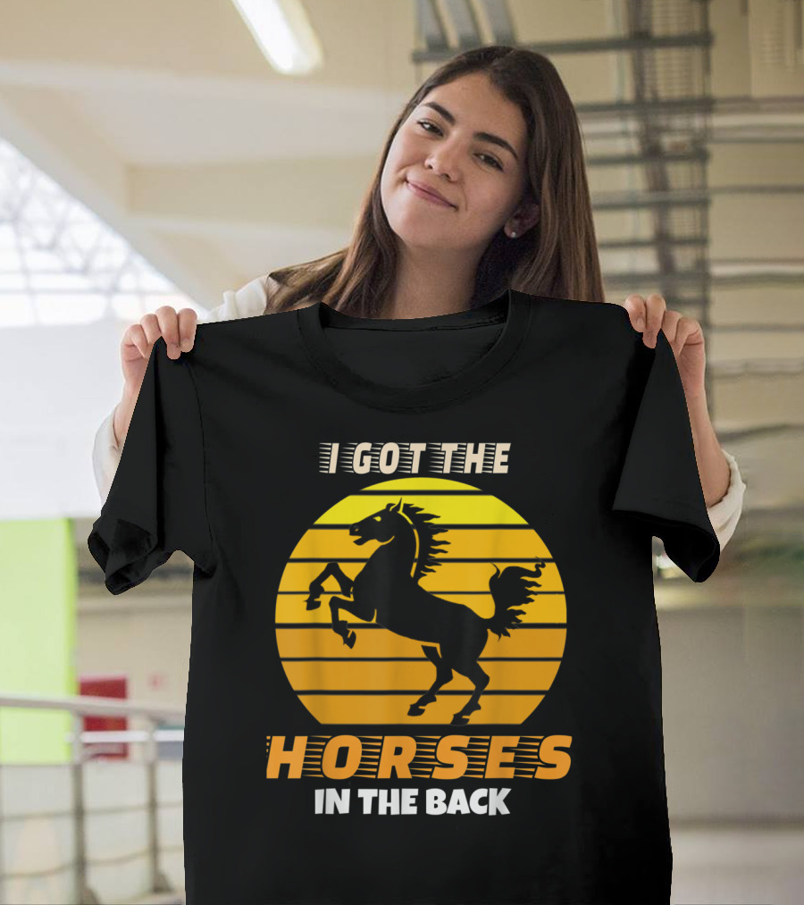 I Got The Horses In The Back Rearing Stallion Sunset T-Shirt