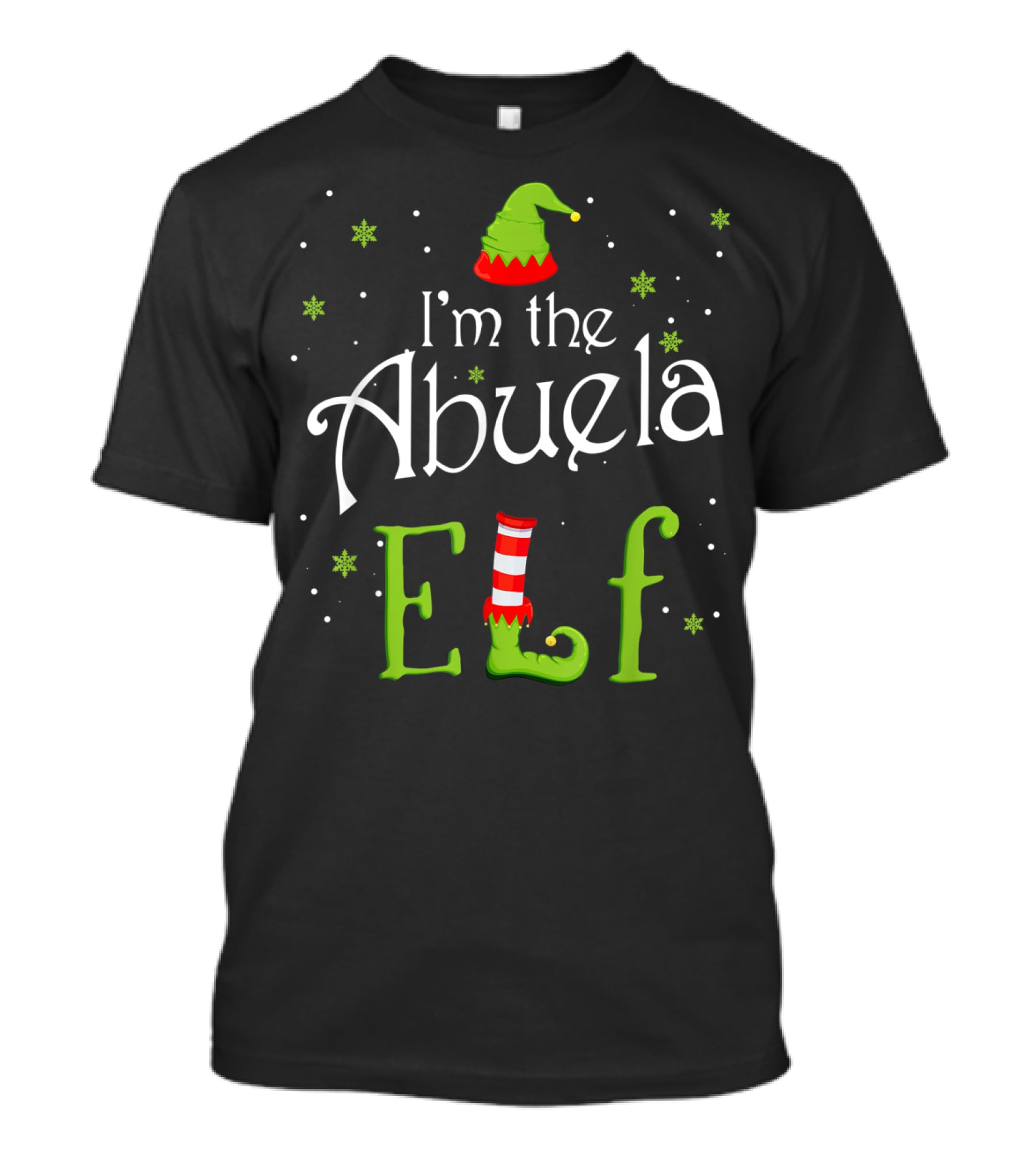 I'm The Abuela Elf Christmas Xmas Family Hat Snowflakes Stocking T-Shirt