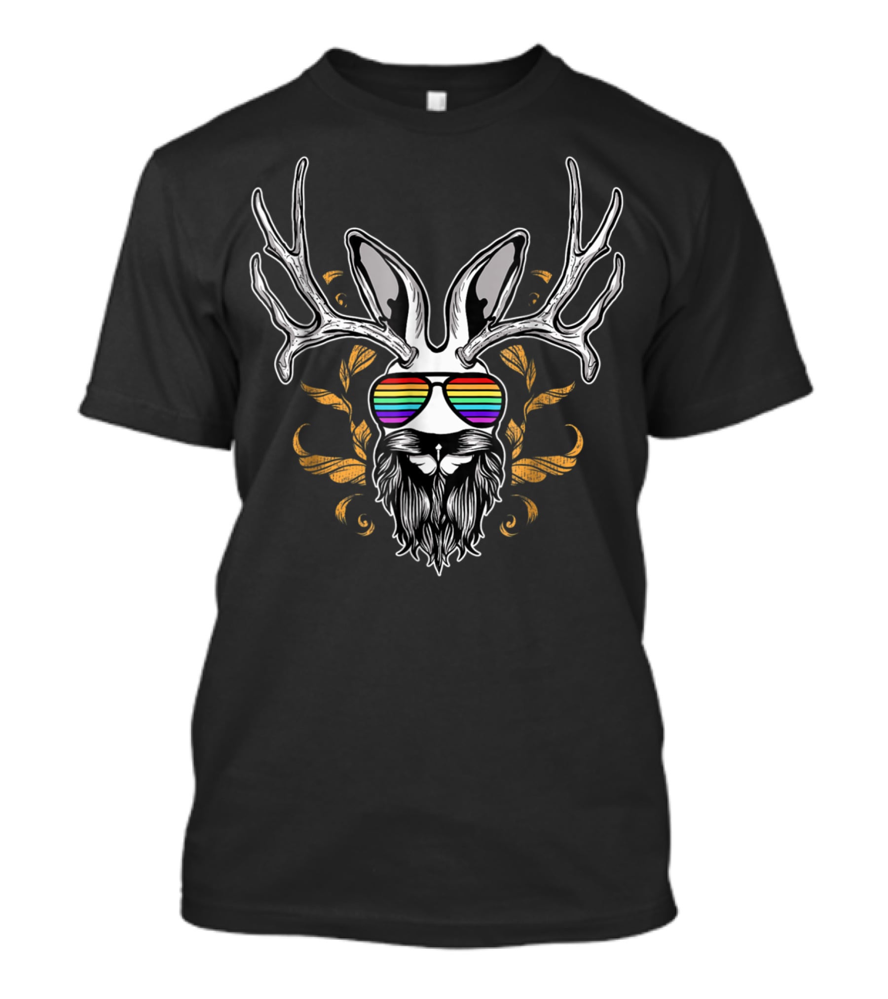 Jackalope Cryptozoology Rainbow Sunglasses T-Shirt