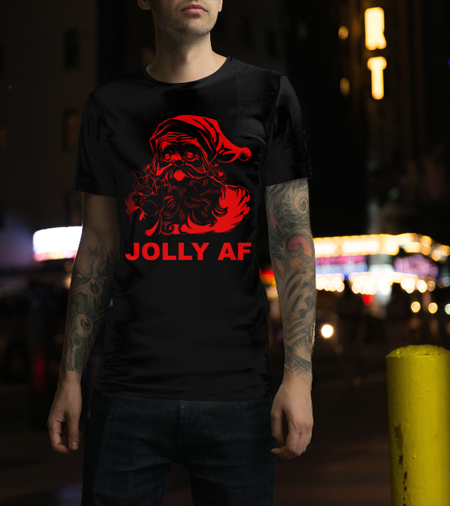 Jolly AF Funny Christmas Santa T-Shirt