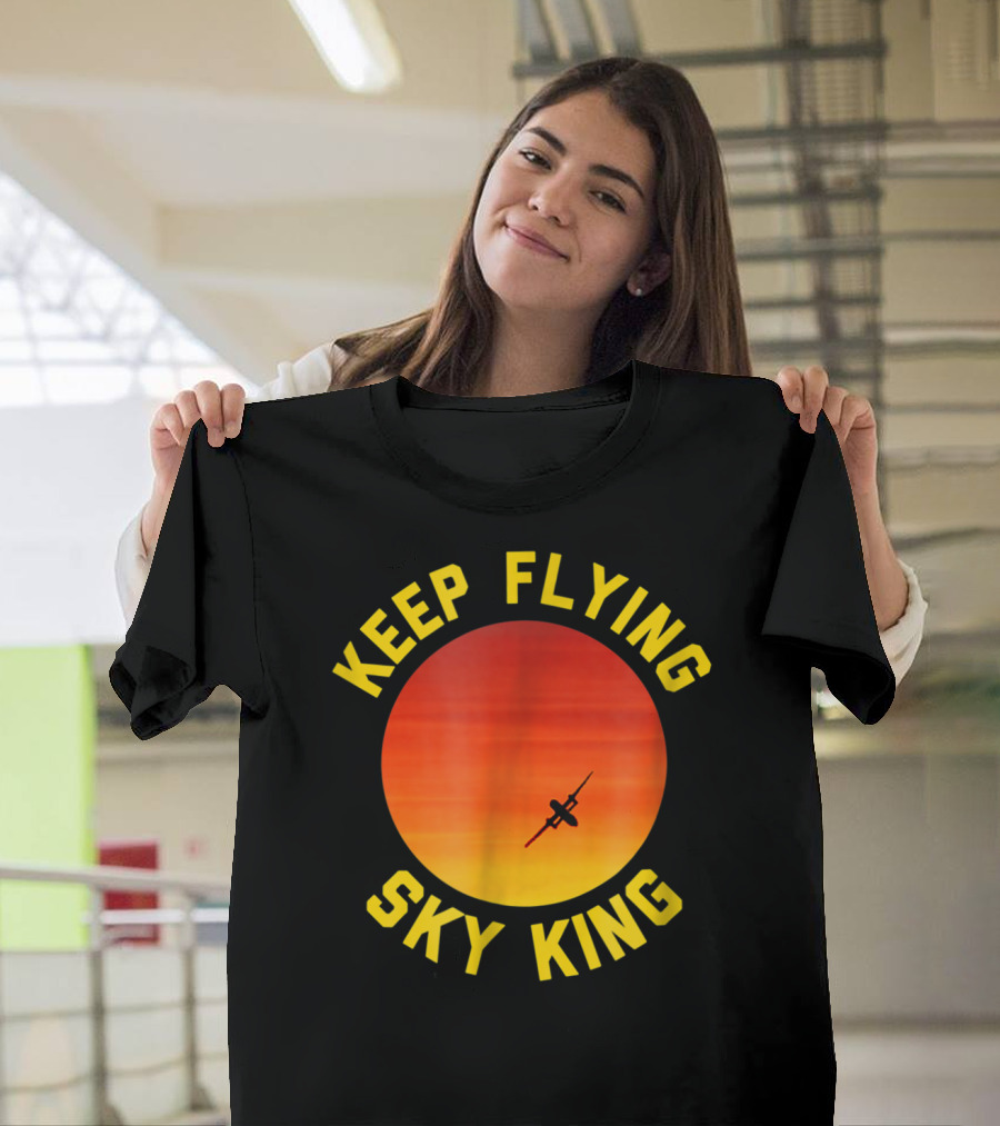 Keep Flying Sky King Aviation Pilot Airplane Sunset T-Shirt