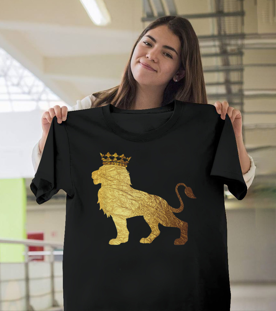 King Of The Jungle Lion with Golden Crown T-Shirt