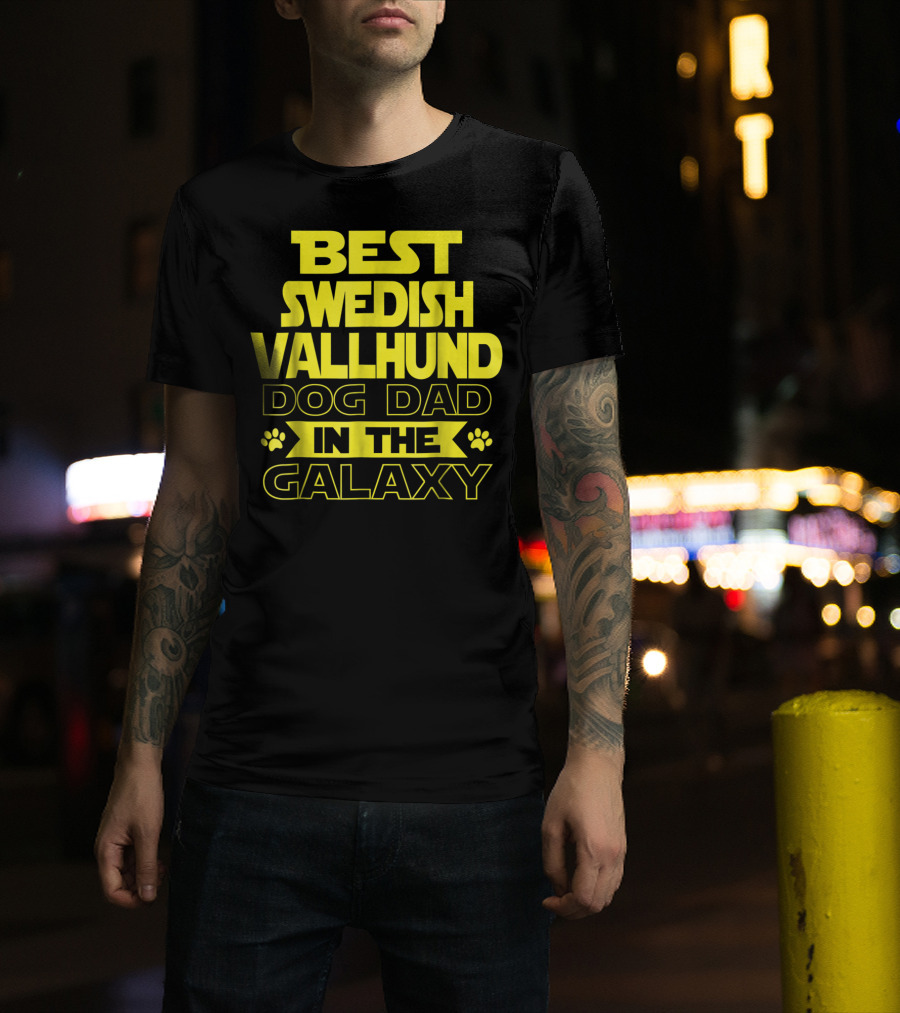 Best Swedish Vallhund Dog Dad In The Galaxy T-Shirt
