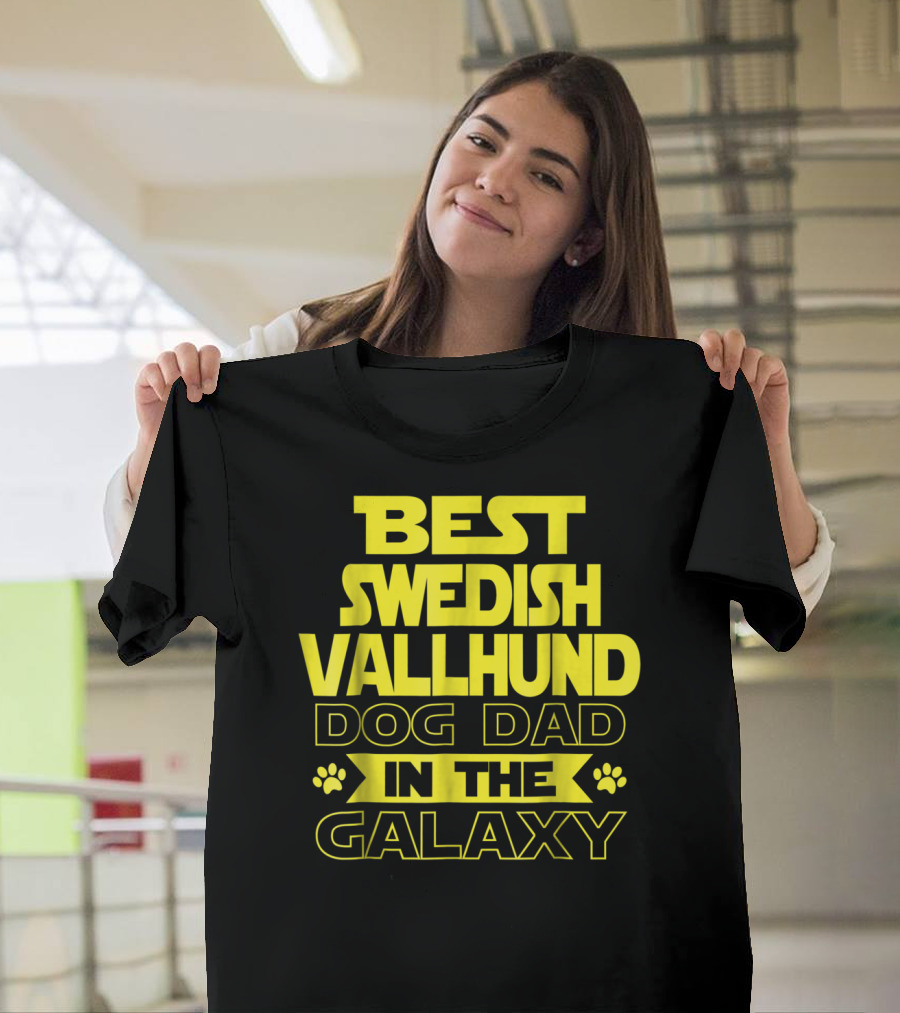 Best Swedish Vallhund Dog Dad In The Galaxy T-Shirt