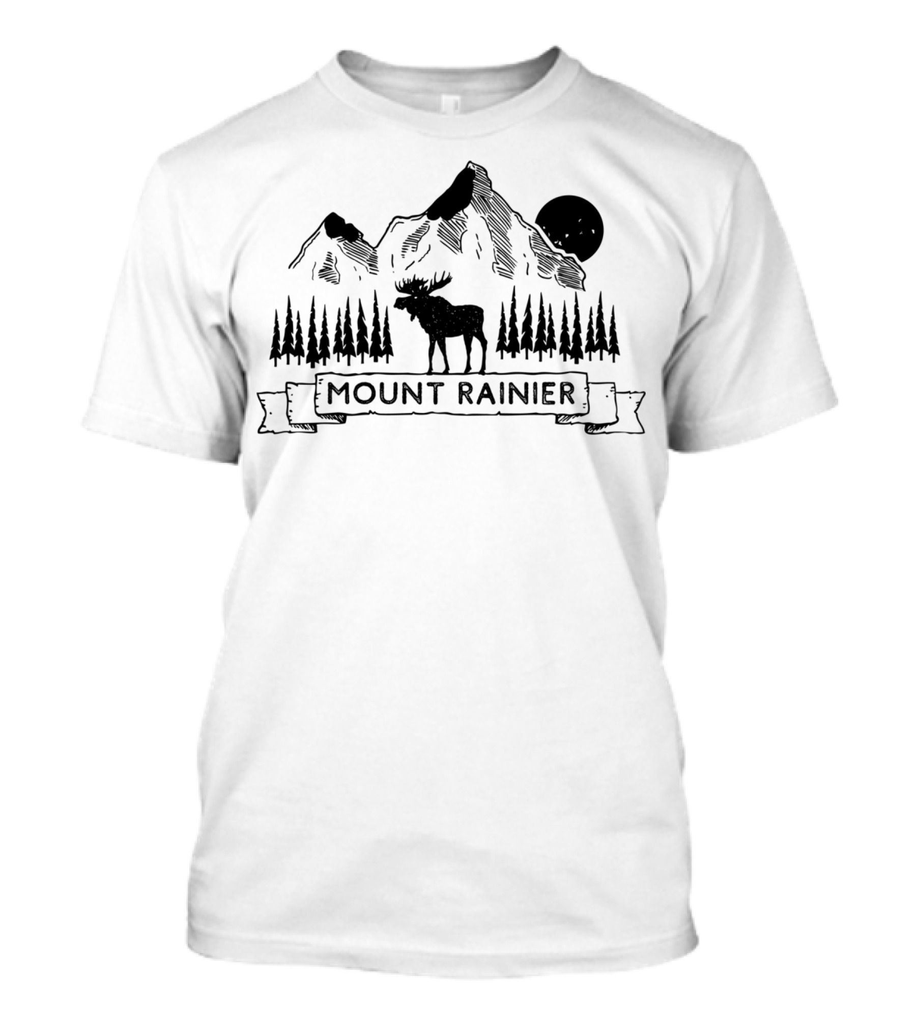 Mount Rainier Moose Mountain Scene Washington T-Shirt