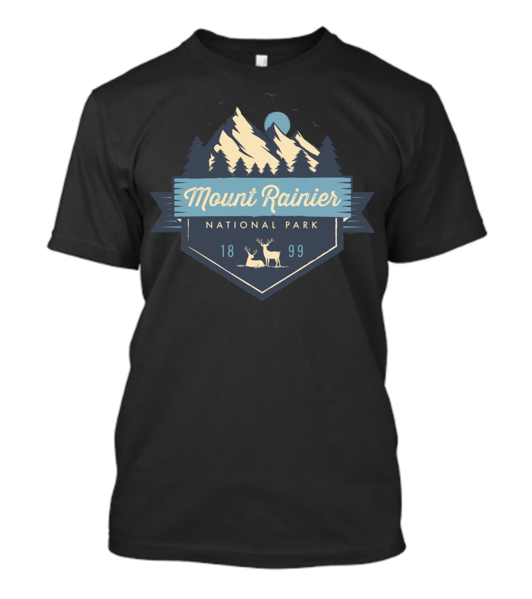 Mount Rainier National Park 1899 Scenic Wilderness Emblem T-Shirt