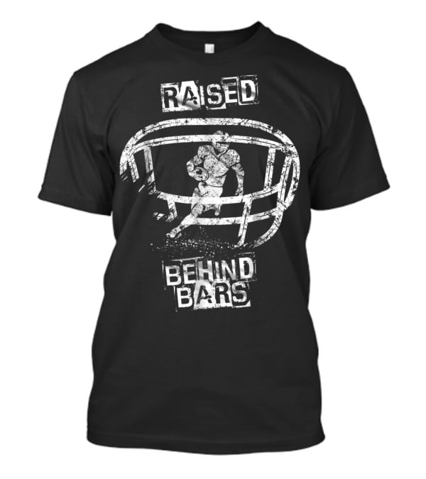 Raised Behind Bars Football Helmet And Player T-Shirt