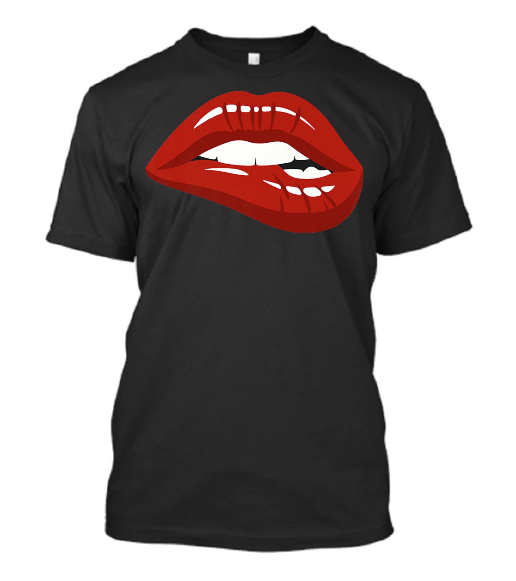 Red Lips Biting Lipstick Makeup Iconic Red Pout T-Shirt