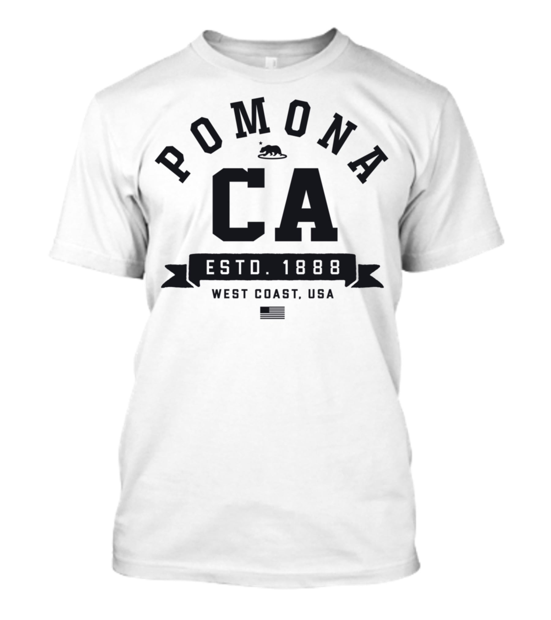 Pomona CA Estd. 1888 West Coast USA Retro Sports Font T-Shirt