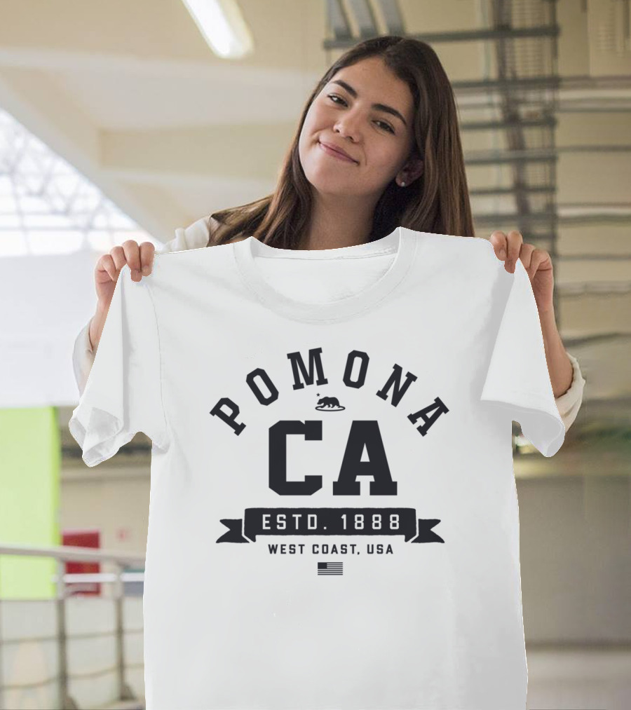 Pomona CA Estd. 1888 West Coast USA Retro Sports Font T-Shirt